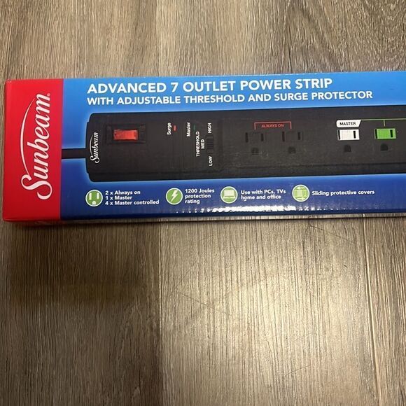 NWOT SUNBEAM  Advanced 7 Outlet Power Strip w/Surge Protector - Picture 2 of 4